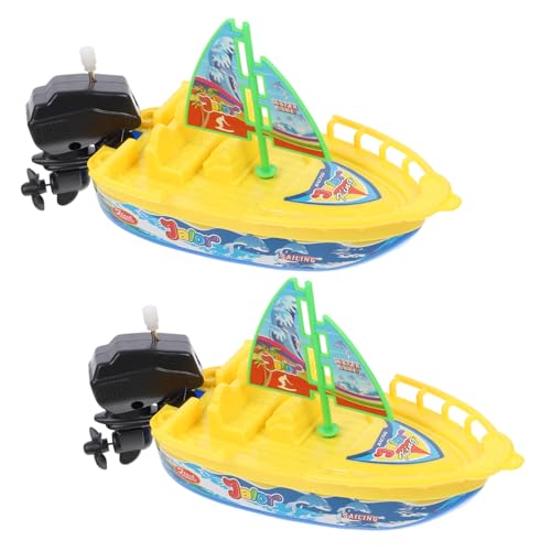 ERINGOGO 2st Badespielzeug Für Kinder Badewannenspielzeug Für Jungen Uhrwerk Wasserspielzeug Boot Aufziehbares Spielzeug Schwimmendes Spielzeug Aufziehen Badespielzeug Für Mädchen Yellow von ERINGOGO