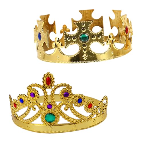 ERINGOGO 2st Festliche Kronen-tiara Kronenstütze Königskronen Für Party Halloween-krone Glitzerkrone Kronenkopfschmuck Feiertagsdekorkrone Kronen Für Leistung Festival-party-krone Plastik von ERINGOGO