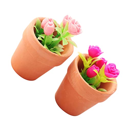 ERINGOGO Mini Blumenpot Mini Pflanzen Modell Puppenhaus Zubehör Dekorative Miniatur Rosenpflanzen + Für Puppenhausmöbel Und Gartenaccessoires von ERINGOGO