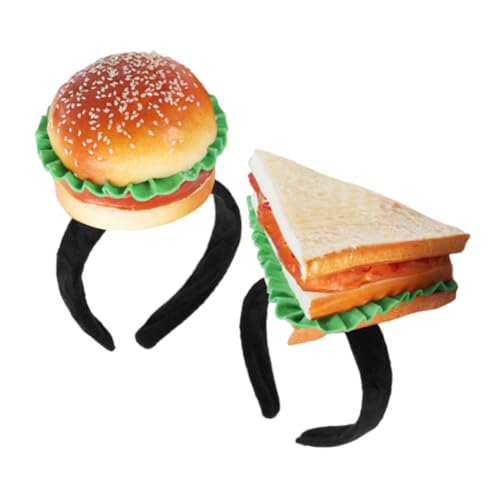 ERINGOGO 2st Hamburger-brötchen-stirnband Kostüm Stirnband Donut-stirnband Stirnband Für Erwachsene Mini-food-hut Für Kostüm Burger Hut Kostümzubehör Hamburger Kostüm Für Erwachsene Stoff von ERINGOGO