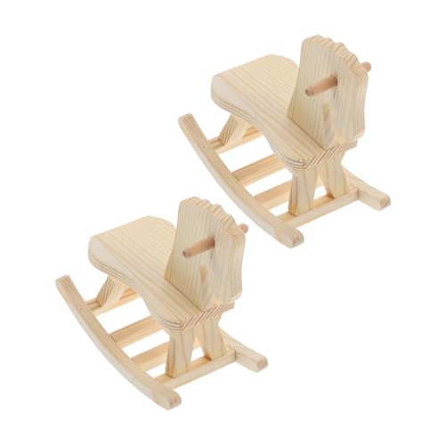 ERINGOGO 2st Kinderspielzeug Aus Holz Schaukelpferd Figur Tischdekorationen Spielzeug Schaukelpferd Dekor Pferdefiguren-bastelset Babyfiguren Miniatur-Dinge Khaki Hölzern von ERINGOGO