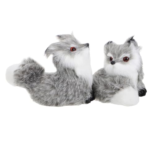 ERINGOGO 2st Kleine Fuchsverzierung Simulation Plüschtiere Kuscheltiere Aus Dem Wald Waldtierfiguren Fuchsplüsch Plüschtier Fuchs Fuchs-Ornament Simulationstiere Fuchs Kunstfell Grey von ERINGOGO