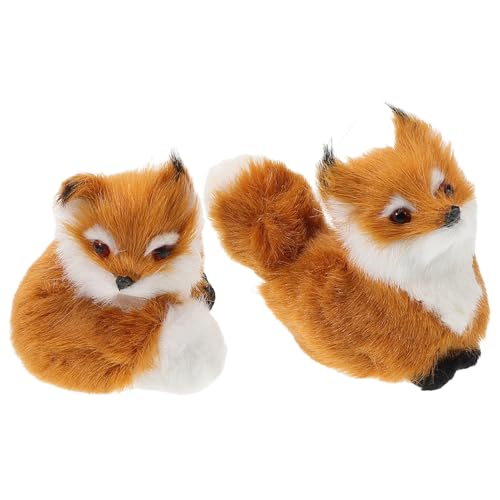 ERINGOGO 2st Kleine Fuchsverzierung Waldtierfiguren Simulation Plüschtiere Kuscheltiere Aus Dem Wald Plüschtier Fuchs Fuchs-Ornament Fuchsplüsch Simulationstiere Light Brown Plastik von ERINGOGO