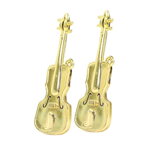 ERINGOGO 2st Mini-Geige Gitarren-Instrument-Modell Lustige Mini-Pakete-Ornament Gitarrenzauber Miniaturen Emaille-gitarrenanhänger Miniaturtrommel Anfänger Violine Plastik Golden von ERINGOGO