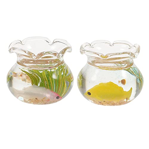 ERINGOGO 2st Mini-Glas-koi Miniaturen Basteln Gebäude Fischglas Dekorative Schale Miniatur-zubehör Deckel Puppenhaus-miniaturen Aquarium Panzer Miniatur-hausbausatz Winzige Dinge von ERINGOGO