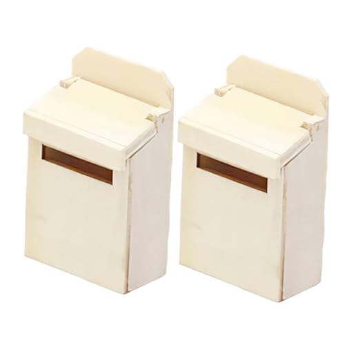 ERINGOGO 2st Puppenhaus-Modell Briefkasten Spielzeug Puppenhausdekorationen Puppenhaus-Miniatur-briefkasten Mini-hausbriefkasten Briefkasten Figur Minifiguren Miniatursachen Hölzern Beige von ERINGOGO