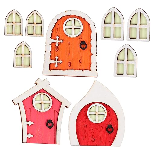 ERINGOGO 3 Sätze Puppenhaus- -Tor Feendekorationen Miniatur-Türverzierungen Miniatur-Türschmuck Spielzeug für Kinder kinderspielzeug Miniatur-Szenendekor Miniatur-Handwerkstür Holz rot von ERINGOGO