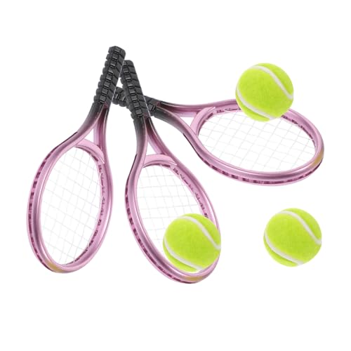 ERINGOGO 3 Sätze Tennisschläger Tennis Badminton Miniatur Fledermäuse Netz Hausdekoration-Zubehör Werkzeug Mini-Tool für Tennisschlägermodell dekoratives Mini-Tool Plastik von ERINGOGO