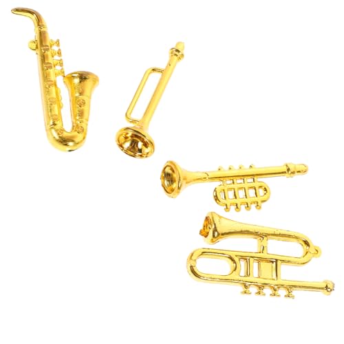 ERINGOGO 3 Sätze klassisches Musikinstrument Saxophone Mini-Hausinstrumentenmodell puppenhauszubehör Borte Gold Schlüsselanhänger Horn Mini-Kunststoff-Musikinstrument Mini-Hausaccessoire von ERINGOGO