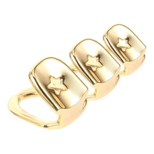 ERINGOGO 3 Stück Cosplay Zahnschmuck Einzelzahnkappe Zahngrill Cosplay Zubehör Zahnkappe Cosplay Grill Zähne Party Zahndekorationen Mundgrills Zahn Golden Kupfer von ERINGOGO