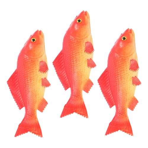 ERINGOGO 3 Stück Künstlicher Fisch Modelle Simulieren Gestell Teich Stütze Matschig Karpfenfischfigur Simulation Tiere Aquarium Tank Anlasser Fischfiguren Rot Pu von ERINGOGO