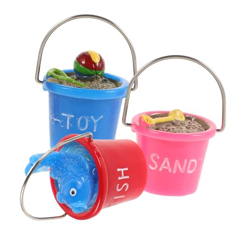 ERINGOGO 3 Stücke Mini Kinder Eimer Puppenhaus Mini Meer Strand Eimer Strand Sand Fisch Ball Schaufel Eimer Puppe Spielzeug Für Strand Urlaub Zubehör von ERINGOGO