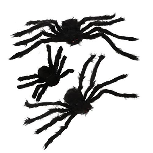 ERINGOGO 3St Halloween-Spinne Fußmatten gruselig Halloween-Skelett Halloween-Verzierung Kessel Halloween aussendeko Halloween plüschtier Simulationsspinnen Geisterfest- Black von ERINGOGO