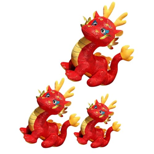 ERINGOGO 3St Jahr der Drachen-Maskottchen-Puppe Einhorn-Kit Kuscheltiere Plüsch tragen drachenfiguren Drachen Kuscheltier ausgestopfte Drachenpuppe Stofftierpuppe PP Baumwolle von ERINGOGO