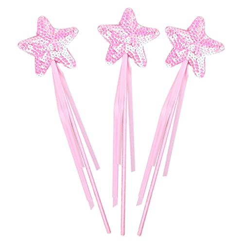 ERINGOGO 3St Zauberstab Sternfeenstab Prinzessinnen Zauberstäbe für Mädchen Sternenstab Flash-Kostüm Fairy Wand Spielzeug für Kinder dekorative Hexenstäbe Exquisite Feenstäbe Stoff Rosa von ERINGOGO