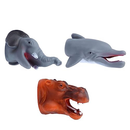 ERINGOGO 3Stücke Tierfingerpuppen Aus Weichem Kuschelige Tierfiguren Für Inklusive Delphin Elefant Und Nilpferd Für Kreatives Und Puppentheater von ERINGOGO