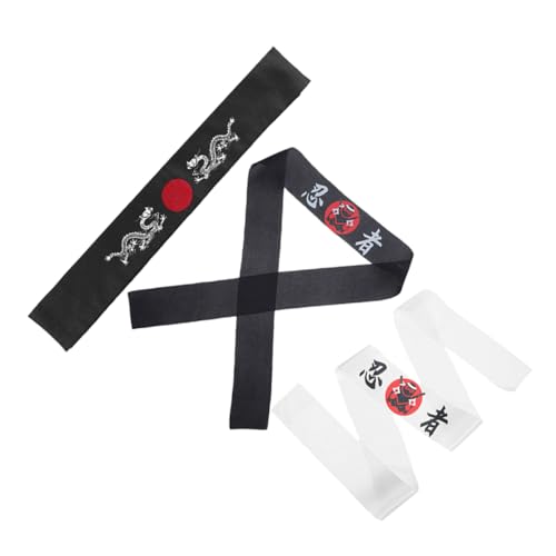 ERINGOGO 3st Ninja-stirnband -hut Karate-stirnbänder Sushi-zubehör Karate-kinderstirnband -stirnband Ninja-stirnbänder Japanische Bandanas Für Männer Sonne Stirnband Polyester von ERINGOGO