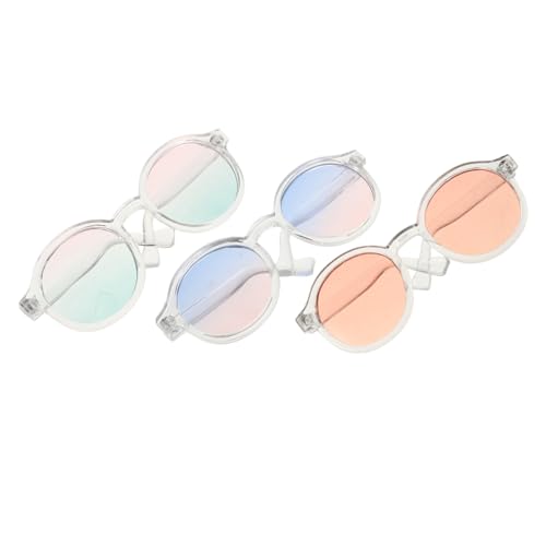 ERINGOGO 3st Puppenbrille Miniaturpuppen-kostümbrille Mini-puppenhaus-rundgläser Mini-Sonnenbrille Zum Basteln Runde Puppenstubengläser DIY Puppenhausgläser Mini-glasenten Plastik von ERINGOGO