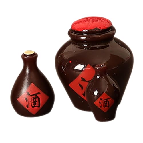 ERINGOGO 3st Puppenhaus-Modell Mini-küchenzubehör Mini-weinflaschen Miniatur-alkoholflasche Puppenhaus-Glas-dekor Kinder Spielen Hausspielzeug Miniatur-puppenhauszubehör Harz Dark Brown von ERINGOGO