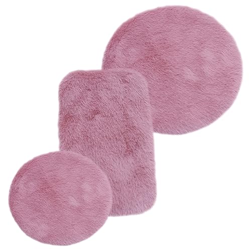 ERINGOGO 3st Puppenhaus Teppich Mikrolandschaftsverzierungen Mini-hausdekoration Mini-hausschmuck Mini-Teppich Selber Machen Mini-hausaccessoire Mini-hausbodenmatte Mini-möbel Plüsch Rosa von ERINGOGO