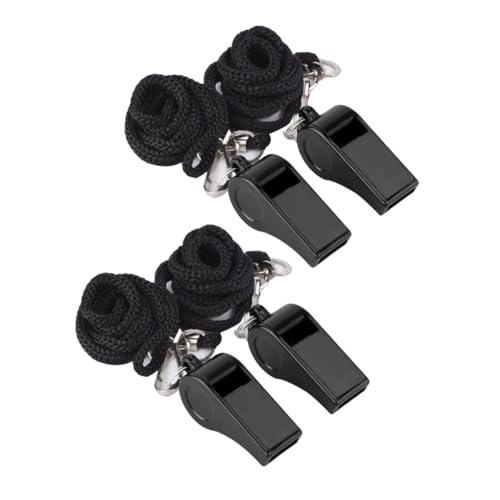 ERINGOGO 4 . Teiliges Schwarze Pfeifen mit Umhängeband Laute Notfall Schiedsrichter-trillerpfeifen Leicht Robust für Fußball Basketball Trainer und Rettungssituationen ERINGOGO 4 . Teiliges Schwarze Pfeifen mit Umhängeband Laute Notfall Schiedsrichter-trillerpfeifen Leicht Robust für Fußball Basketball Trainer und Rettungssituationen von ERINGOGO