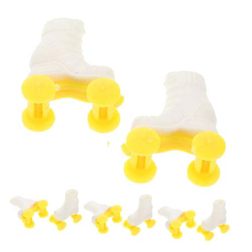 ERINGOGO 4 Paare Puppenschlittschuhe Bjd-Puppen 1/6 Puppenschuhe Mini-kurzski-Skates Für Den Schnee Miniatur-schneeski Mit Stöcken Skispielzeug Minischuhe Zum Basteln Ski- Plastik von ERINGOGO