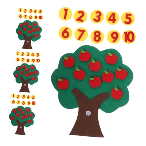 ERINGOGO 4 Sätze Filzspielzeug Pädagogisches Früherziehung Set Mathe Pädagogischer Apfelbaum für Lernspielzeug Puzzle Nicht gewebt von ERINGOGO