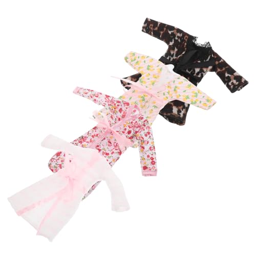 ERINGOGO 4 Sätze Puppenbademantel Kleidung Für Minipuppen Miniaturpuppen-Bademantel-Accessoire Miniaturpuppen-Robe-Accessoire Puppen-Outfit Puppenzubehör Mini-Bademantel-Accessoire Stoff von ERINGOGO