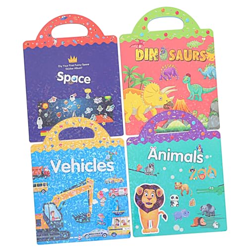 ERINGOGO Pädagogische Stickerbücher 4 Sets Mit Stickerbüchern Für Jungen Und Mädchen Für Kinder Im Vorschulalter Spielzeug Zur Kognitiven Entwicklung von ERINGOGO