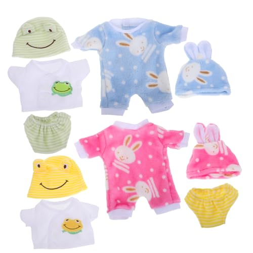 ERINGOGO 4 Sets Puppenspielzeug Tierkostüme Outfits Für Wiedergeborene Puppen Für Hasenspielzeug Kinder Pyjama Spielzeug Bekleidung Polyester von ERINGOGO