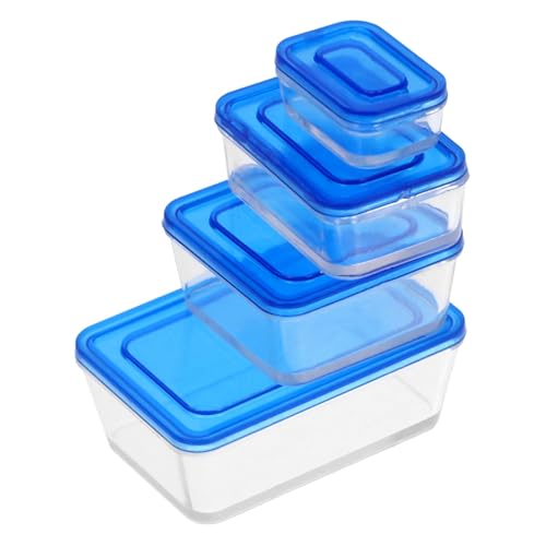 ERINGOGO 4 Stück Boxen Mini Lunchboxen Lebensmittelbehälter Machen Sie es Mini-Essen spielzeuge für Puppenhaus-Requisite Miniaturhaus Accessoire Abs Blue von ERINGOGO