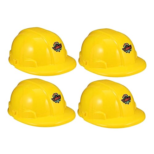 ERINGOGO 4 Stück -Engineering-Hut bauhelm Konstruktionshelm Party Bauhelm -Schutzhelm Schutzhelmlicht Kinderbauhut Bauhüte zum Spaß Plastik Yellow von ERINGOGO