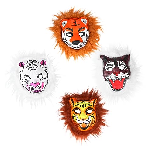 ERINGOGO 4 Stück Eva Plüsch Tier Maske Tiger Maske Halloween-tiermaske Für Tierkopfmaske Für Lustige Tiermaske Tierische Vollmaske Gruselige Tiermaske Cosplay-maske Tigermaske von ERINGOGO