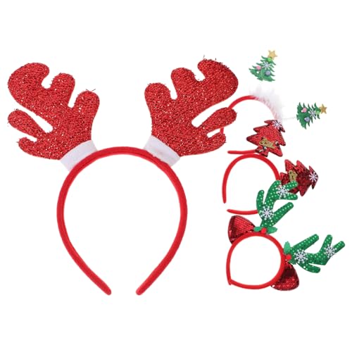 ERINGOGO 4 Stück Haarschmuck Für Weihnachten Stirnbänder Bands Weihnachtsbaum Weihnachten Rentiergeweih Kopfschmuck Rentiergeweih Stirnband Geweihohren Stirnband Weihnachts-stirnband Vlies von ERINGOGO