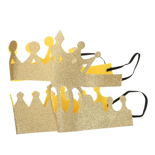 ERINGOGO 4 Stück Kindergeburtstagskrone Tiara Stirnbänder Stirnband Mini Kronen König Kostümzubehör Krone Hut Stirnband Krone Mittelstücke Goldenes Polyester von ERINGOGO