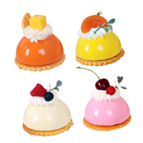 ERINGOGO 4 Stück Kleines Kuchenmodell Spielzeugnahrung Cupcake -Stand Mini -lebensmittelspielzeug Dessertbecher Teller Zinn Käsekuchen Büfett Künstliches Lebensmittelmodell Mousse Essen PVC von ERINGOGO