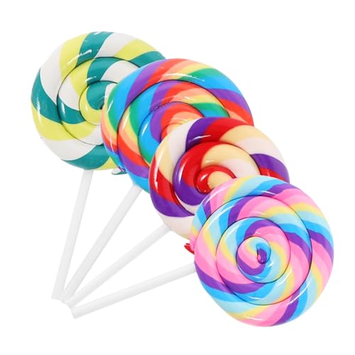 ERINGOGO 4 Stück Simulation Lutscher geburtstagsdekoration gefälschter Lutscher dekorative Lutscher-Requisite einzigartige Lollipop-Ornamente Fake-Lutscher- Polymer-Ton von ERINGOGO