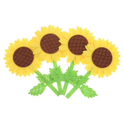 ERINGOGO 4 Stück Sonnenblumen-Dekoration kinderzimmer deko Wandtattoos für Klassenzimmer naturgetreues Sonnenblumendekor Kinderzimmer Tapete Wandaufkleber für die Küche Heimaufkleber Vlies von ERINGOGO