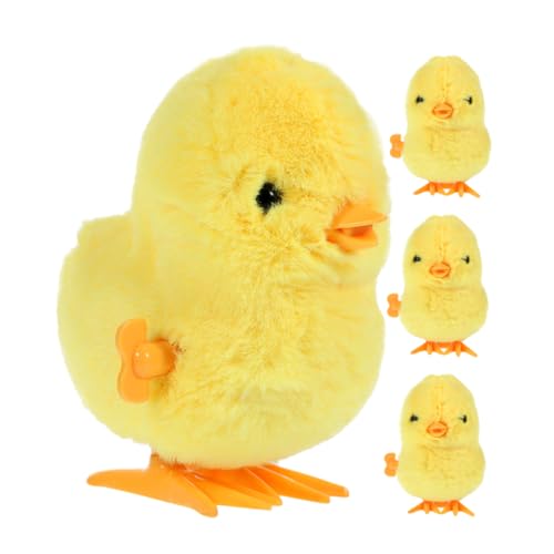 ERINGOGO 4 Stück Springendes Gelbes Huhn Kükenspielzeug Partygeschenke Osterküken Küken Aufziehen Zum Aufziehen Gehendes Küken-babyspielzeug Osterkorbfüller Yellow Plastik von ERINGOGO