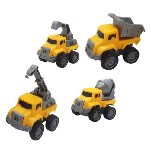 ERINGOGO 4 Stück Technikfahrzeug zurückziehen für kinderspielzeug Construction Toys puppenwagen Zurückziehbares BAU-LKW- Cartoon-Auto- Plastik von ERINGOGO