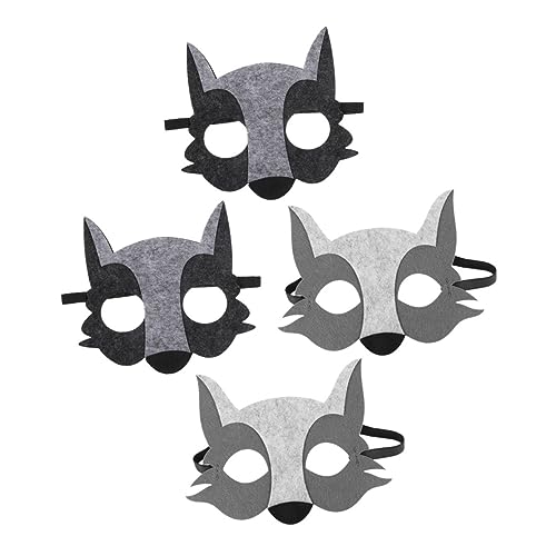 ERINGOGO 4 Stück Verkleiden Pelzige Wolfsmaske Für Party Fuchsmaske Tiere Halloween-partymaske Hautpflege Diy-masken Im Horror-stil Filzstoff von ERINGOGO