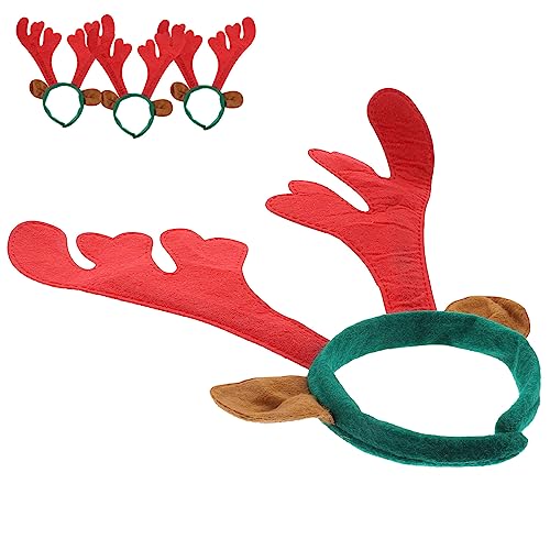 ERINGOGO 4 Stück Weihnachtsgeweih Stirnband Weihnachtskopf Geweih Cosplay Stirnband Weihnachtshaarband Weihnachtsmütze Haarband Weihnachtskostüm Haarband Geweih Haarreifen Vliesstoff Rot von ERINGOGO