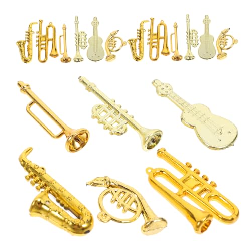 ERINGOGO 48 STK Miniatur-klarinettenmodell Saxophon Aus Kunststoff Weihnachtsornament Im Violinschlüssel Mini-musikinstrumente Miniatur-waldhorn Mini-instrumentenmodell Golden Plastik von ERINGOGO