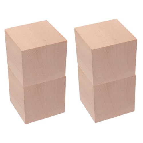 ERINGOGO 4pcs Bausteine ​​lehrmittel Kleine Holzwürfel Quadratische Holzblöcke Kinderspielzeug Vorschulspielzeug Leere Holzklötze Bastelblöcke Aus Holz Kleine Holzklötze Khaki Hölzern von ERINGOGO