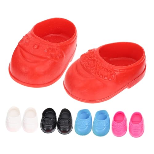 ERINGOGO 5 Paare Schuhe Mini-schuhmodelle Minipuppenschuhe Puppenstubenschuhe Flache Schuhe Für Minipuppen Miniatur Schuhe Miniaturpuppenbedarf Miniatur-Flachschuhe Plastik von ERINGOGO