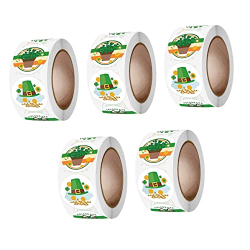 ERINGOGO St. Patricks Day Aufkleber 5 Rollen Klebeetiketten Zum Verschließen Von Verpackungen Aufkleber Irish Theme Decor von ERINGOGO