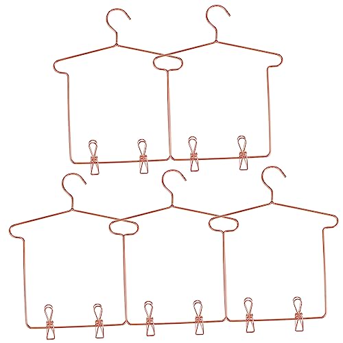 ERINGOGO 5 Sätze Puppenaufhänger Kleiderbügel Für Minipuppen Puppenkleiderbügel Biegbar Minipuppen Masse Hose Kommode Accessoires Für Zu Hause Mini-kleiderständer Eisen Rose Gold von ERINGOGO