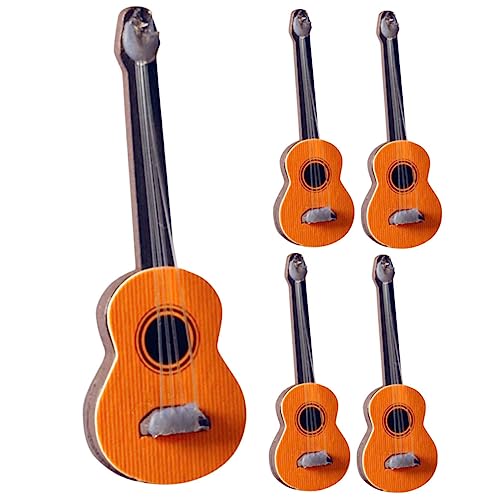 ERINGOGO 5 Stück Mini-möbelmodell Puppenhaus-minigitarre Miniatur Mini-e-Gitarre Gitarren-Desktop-Ornament Gitarreninstrument Figur Mini-gitarrenmodell Mini-Musikinstrument Kunststoff von ERINGOGO