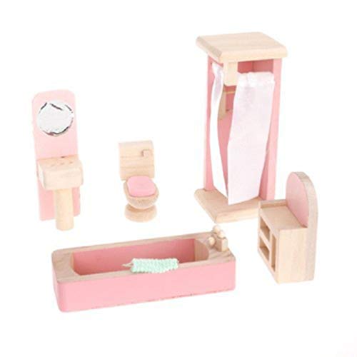 ERINGOGO Miniatur-puppenhaus-bausatz Spielzeug Badezimmermöbel-Set Aus Holz Puppenhausmöbel Für Kinder Traditionelles Design Exquisite Handwerkskunst von ERINGOGO