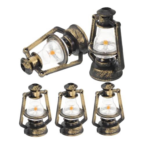 ERINGOGO 5St Miniaturlampen und Spielzeug Retro Puppenhaus Lampe DIY Puppenhaus Zubehör Puppenhaus Deko Zubehör Retro Kerosinlampe Miniatur-Puppenhauszubehör puppenhaus Mini Lichter Plastik von ERINGOGO